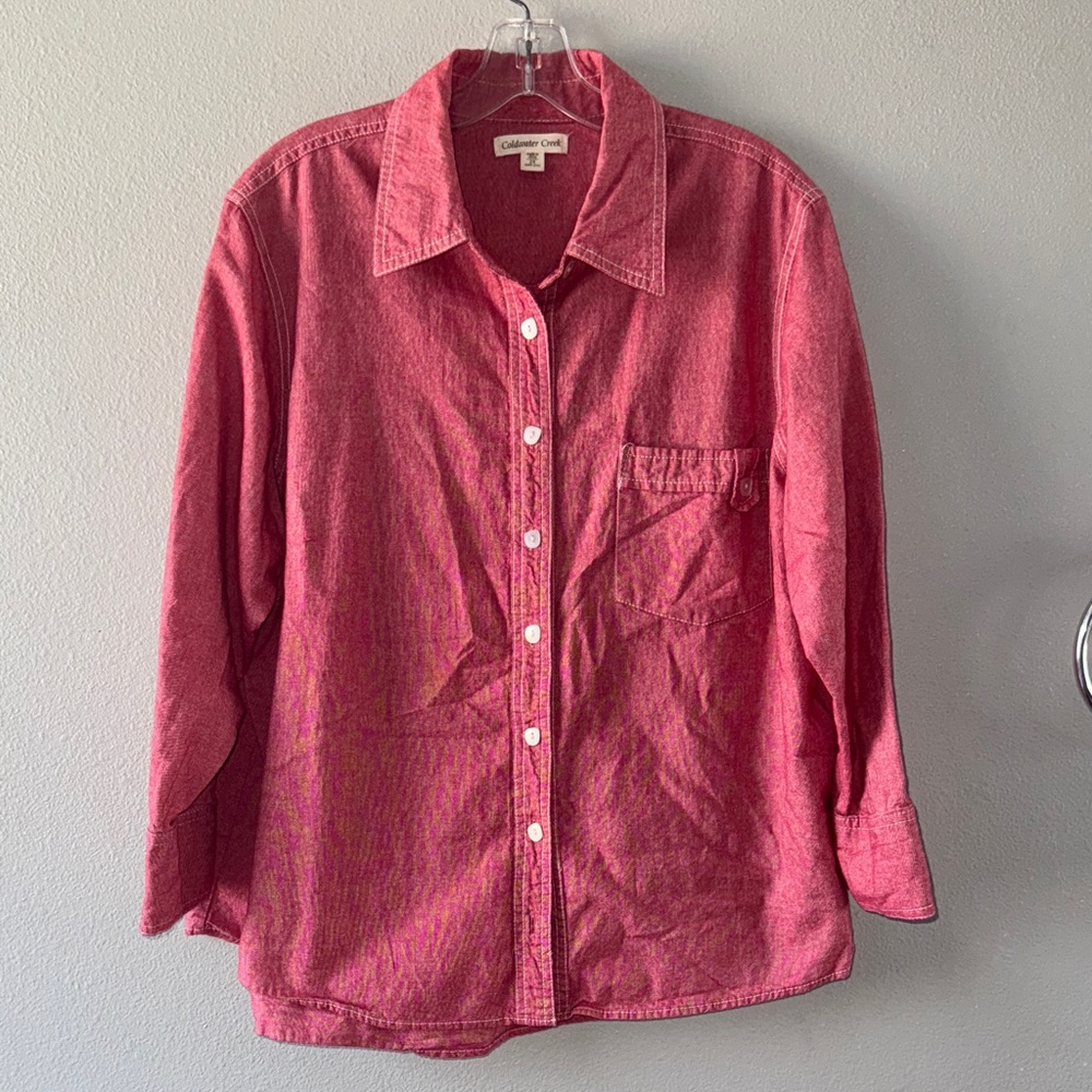 Coldwater Creek-Casual Red Button Down Shirt-SZ 2X